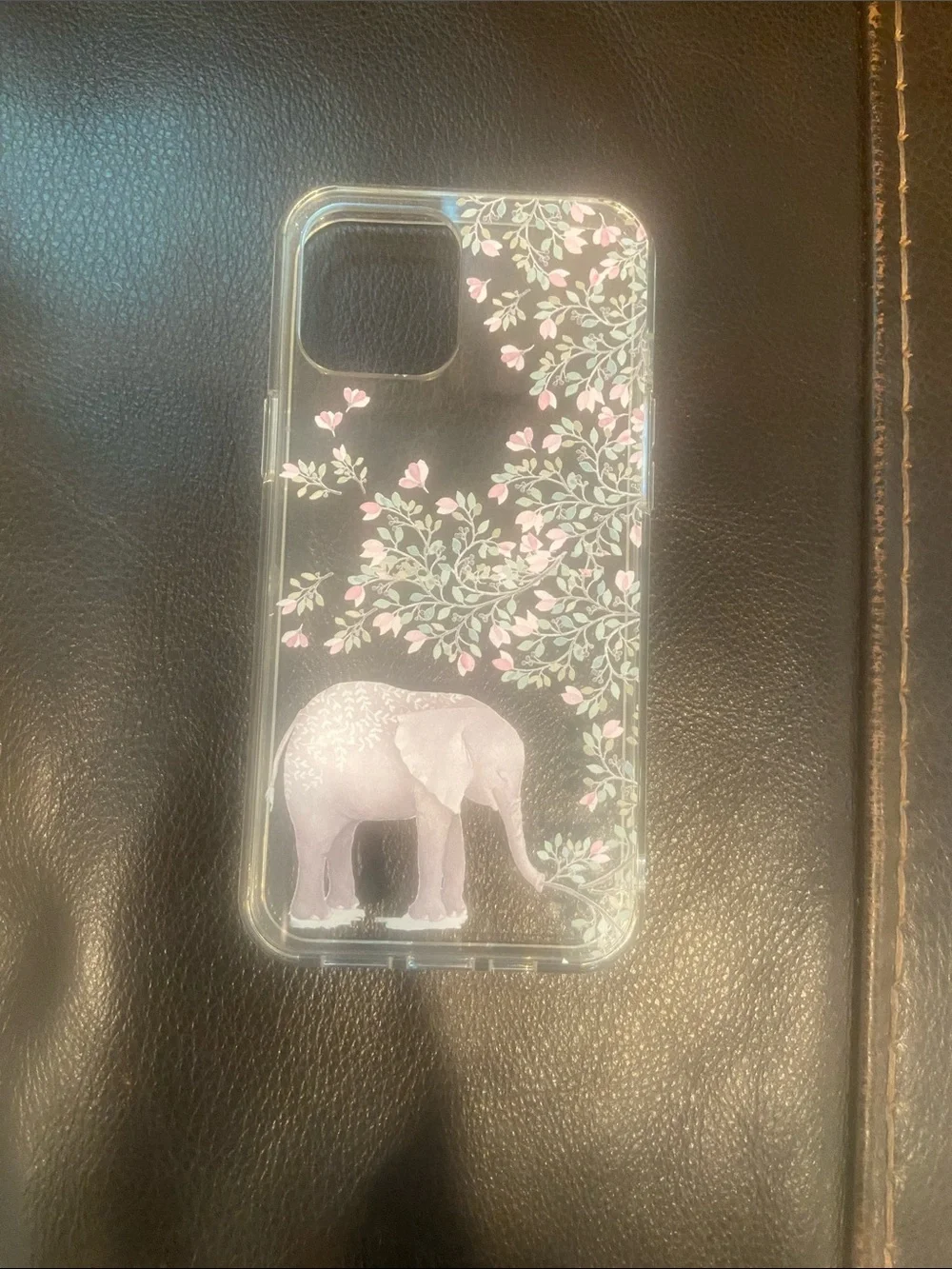 Floral Elephant Clear Phone Case in Pink - Unbranded